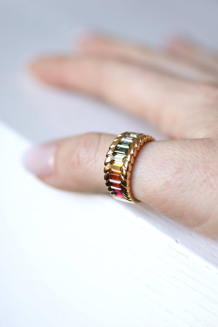 Yellow Gold Rainbow Stone Ring - Penelope Gallery