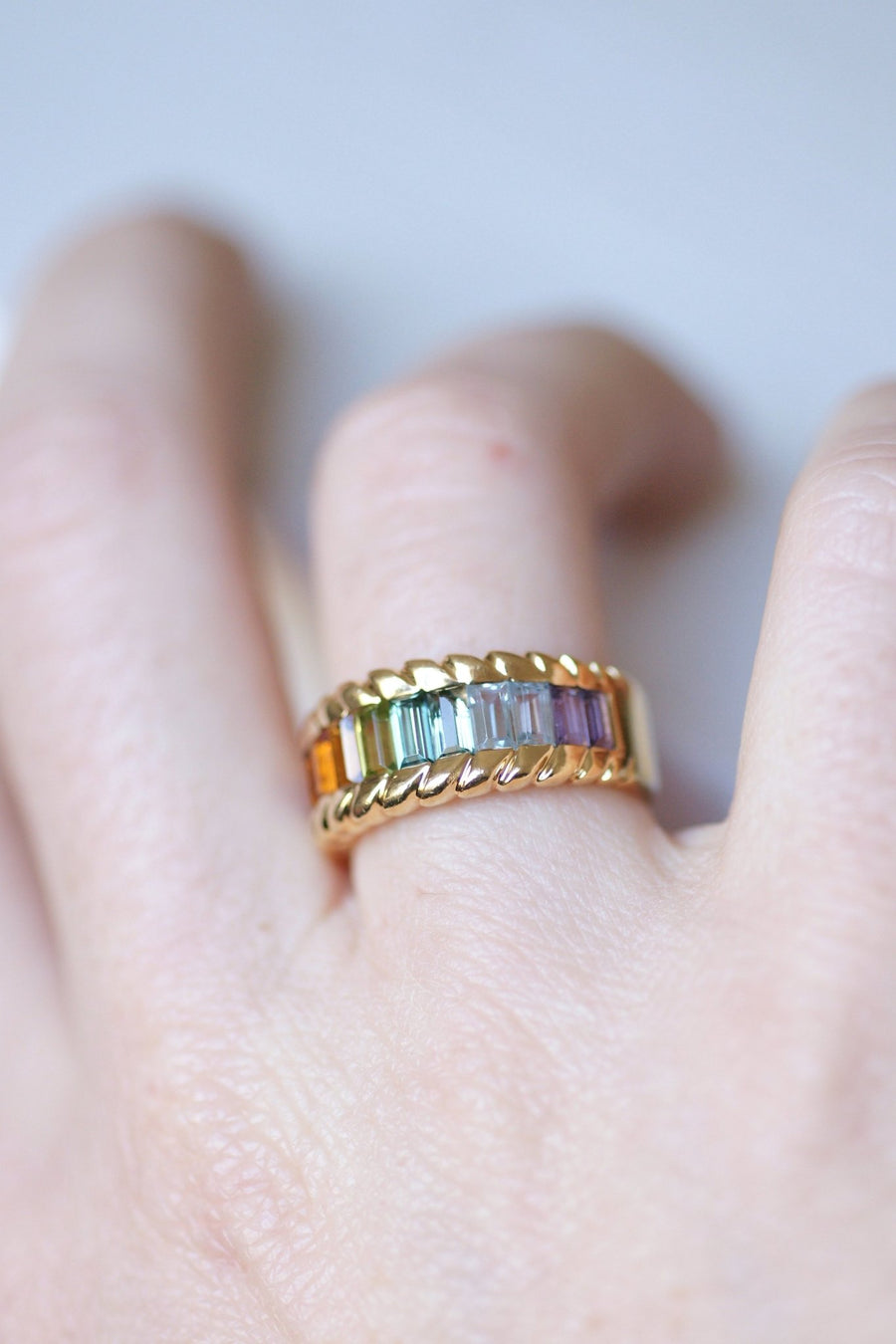 Yellow Gold Rainbow Stone Ring - Penelope Gallery