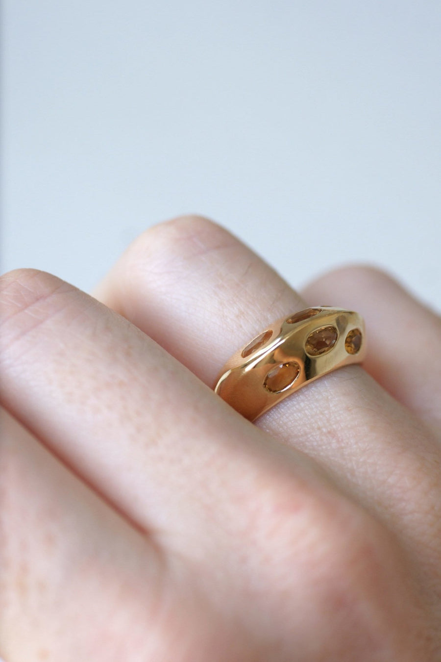 Gold and citrine pyramid ring - Galerie Pénélope