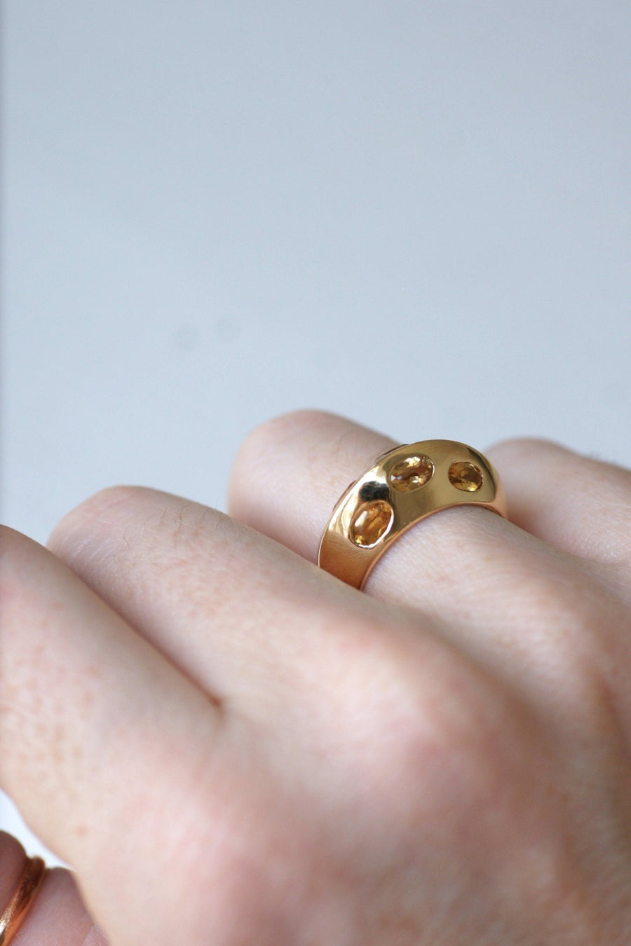 Gold and citrine pyramid ring - Galerie Pénélope