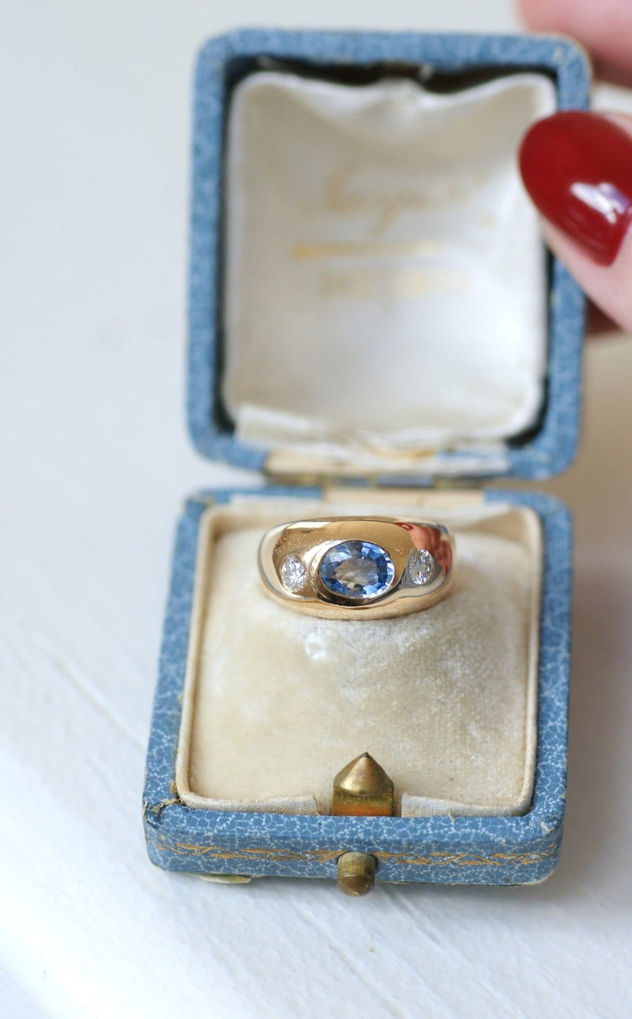 Ceylon sapphire and diamonds ring - Galerie Pénélope