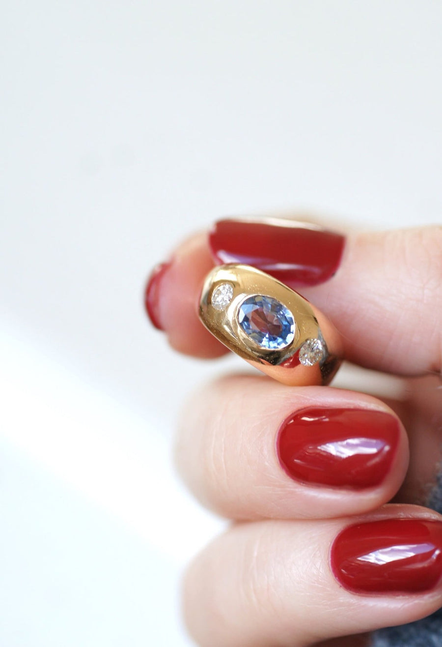 Ceylon sapphire and diamonds ring - Galerie Pénélope
