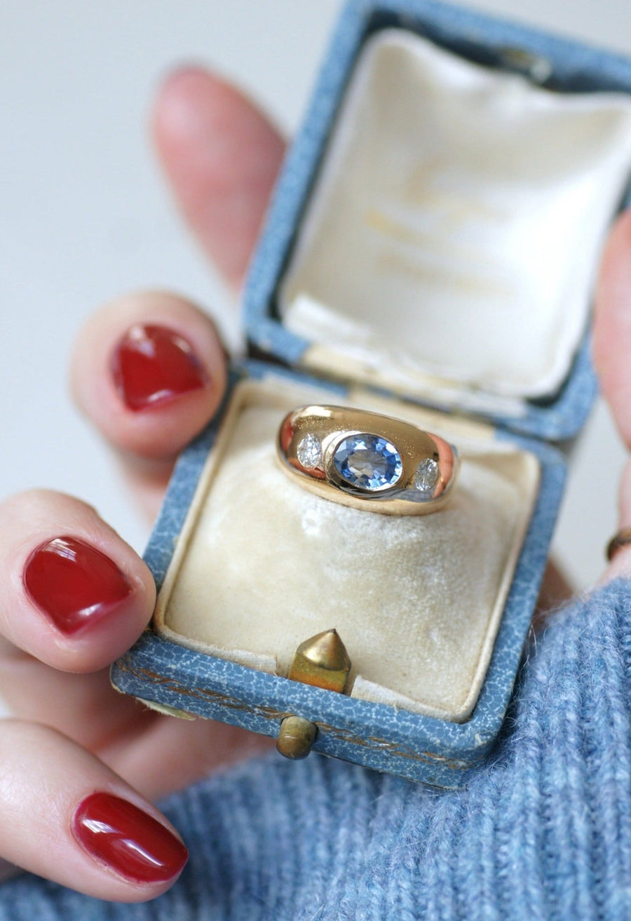 Ceylon sapphire and diamonds ring - Galerie Pénélope