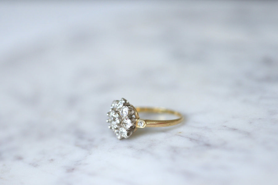 Antique daisy ring with diamonds 2.30 Cts - Penelope Gallery
