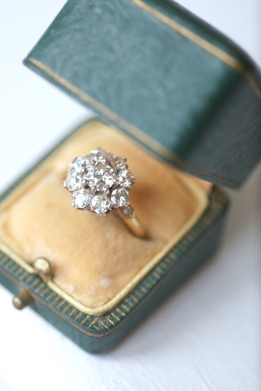 Antique daisy ring with diamonds 2.30 Cts - Penelope Gallery