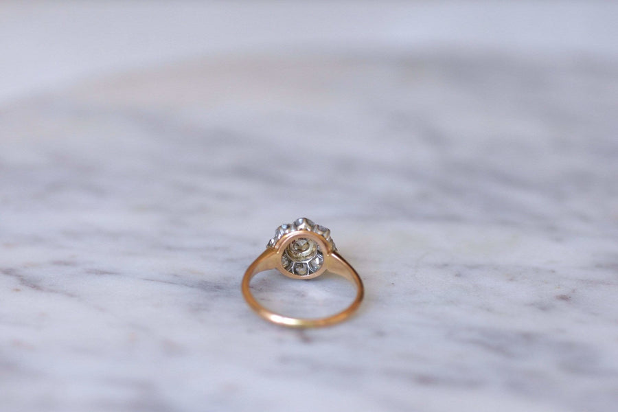 Antique gold and diamond daisy ring - Galerie Pénélope