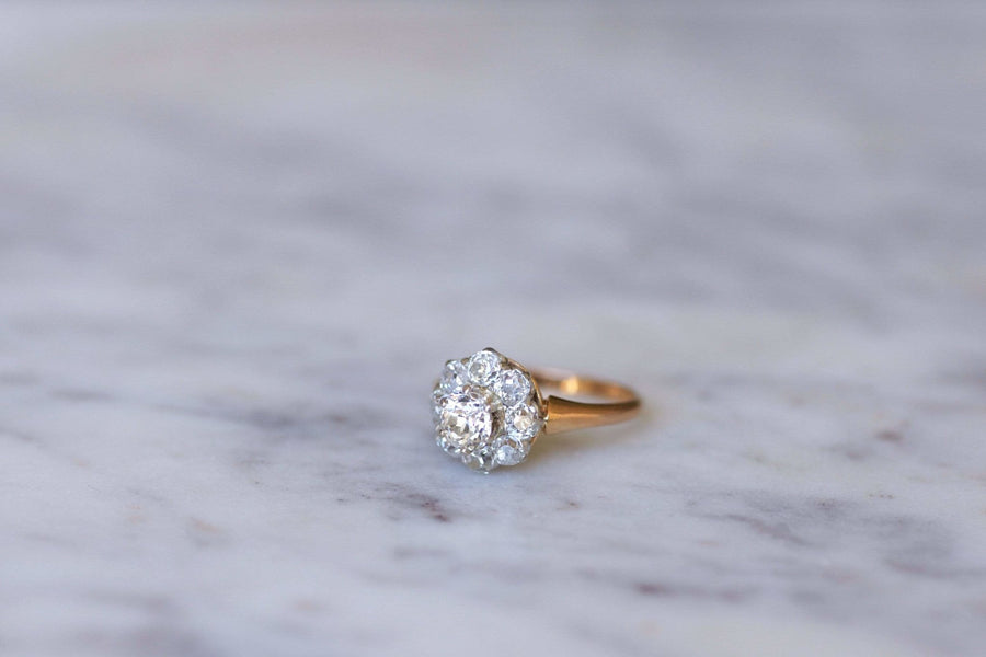 Antique gold and diamond daisy ring - Galerie Pénélope