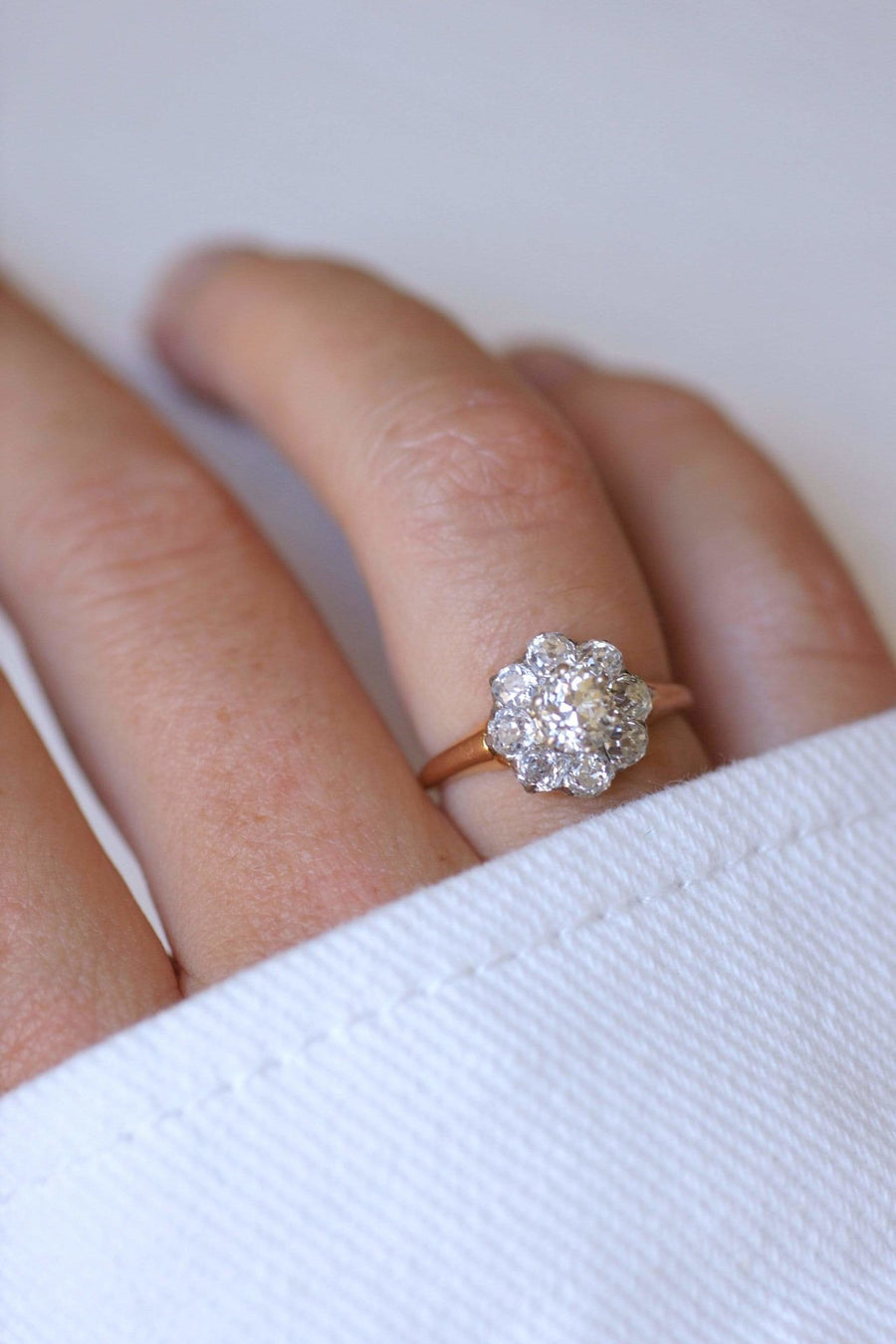 Antique gold and diamond daisy ring - Galerie Pénélope