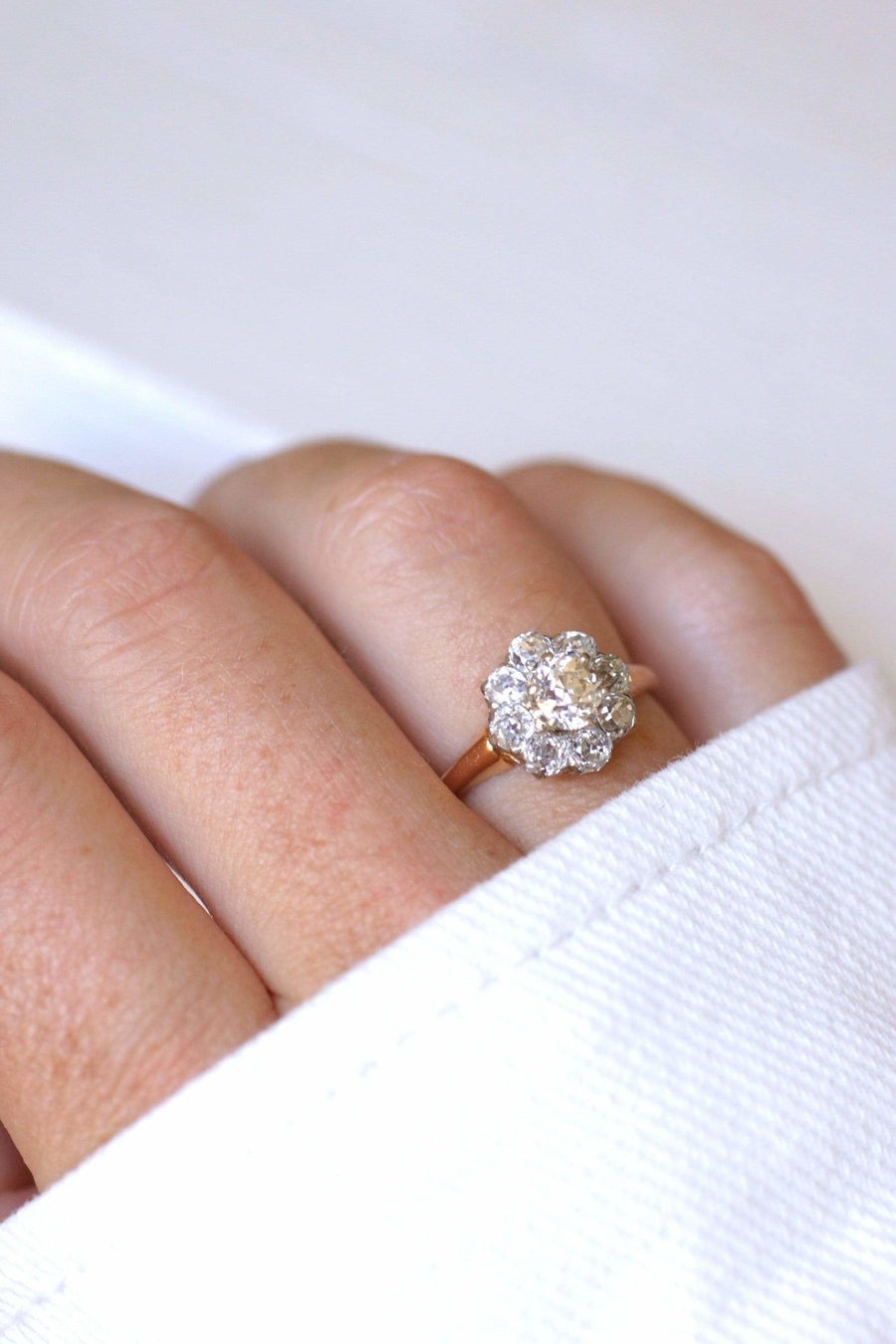 Antique gold and diamond daisy ring - Galerie Pénélope