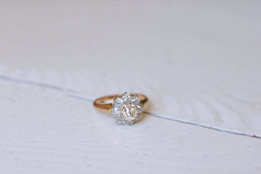 Antique gold and diamond daisy ring - Galerie Pénélope