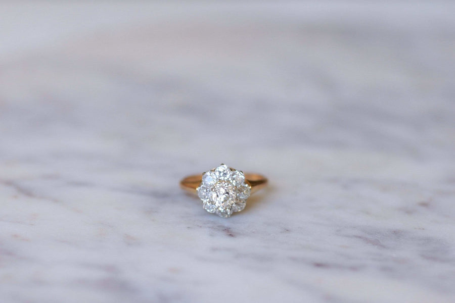 Antique gold and diamond daisy ring - Galerie Pénélope