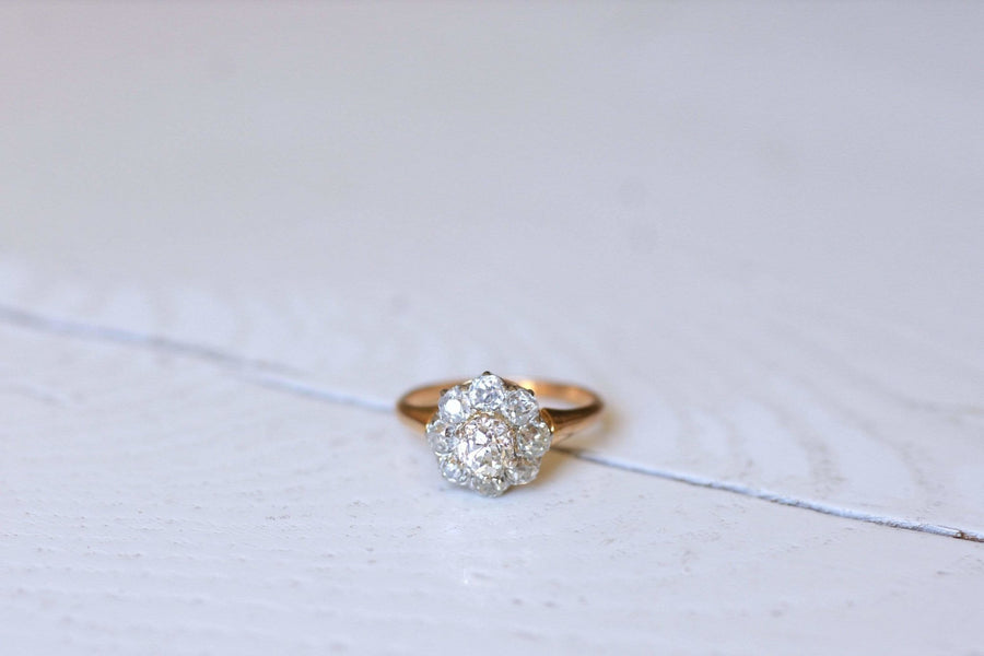 Antique gold and diamond daisy ring - Galerie Pénélope
