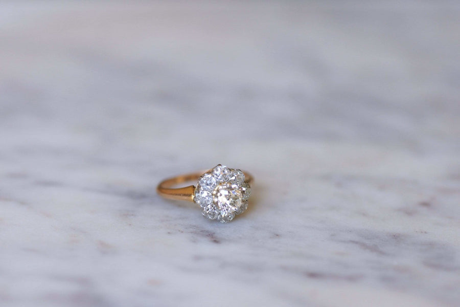 Antique gold and diamond daisy ring - Galerie Pénélope