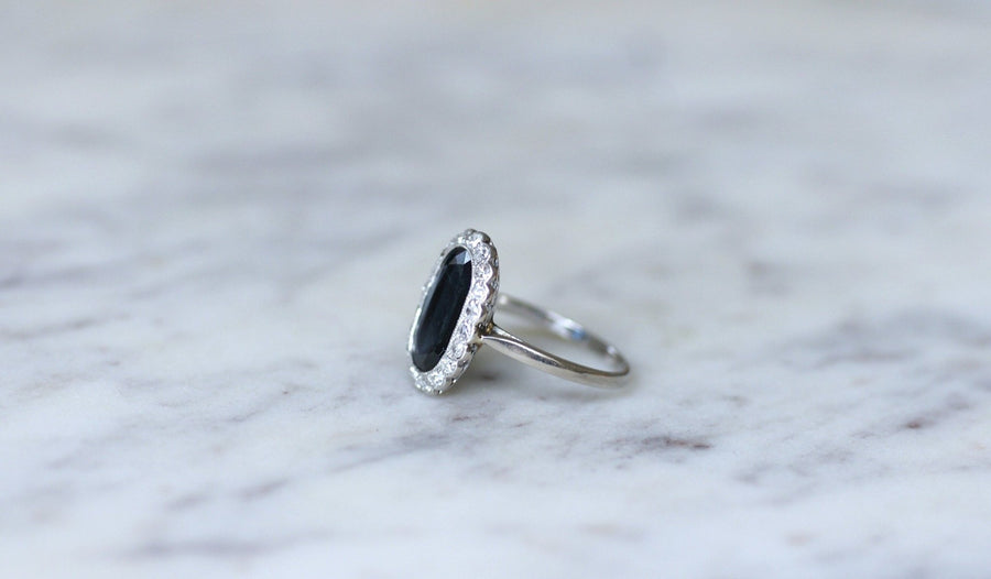 Sapphire and diamond Art Deco daisy ring - Penelope Gallery