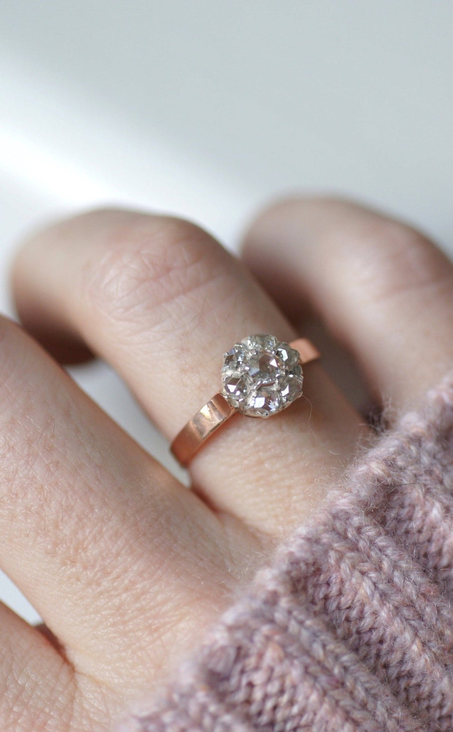 Daisy ring, diamonds on pink gold - Galerie Pénélope