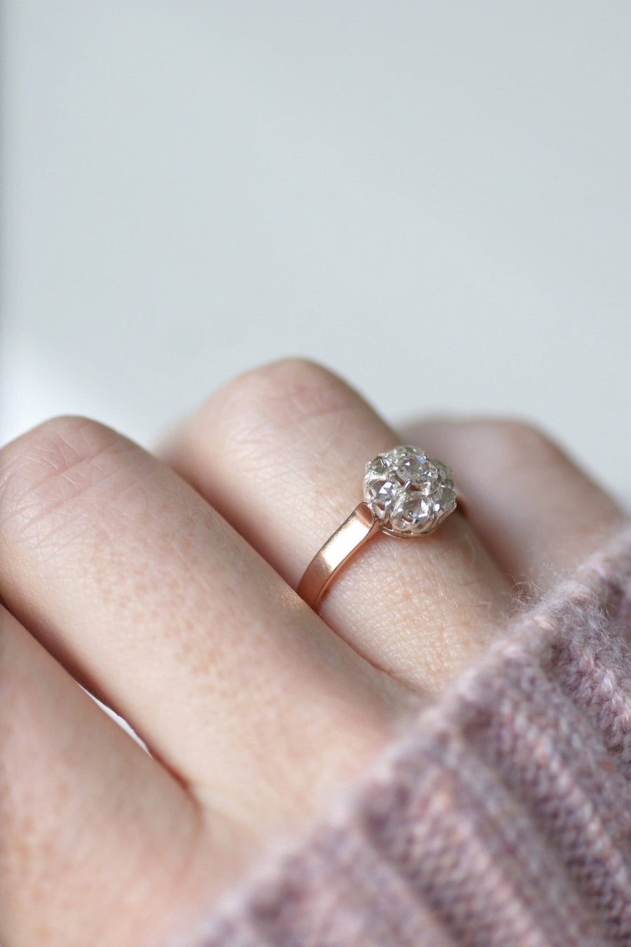 Daisy ring, diamonds on pink gold - Galerie Pénélope