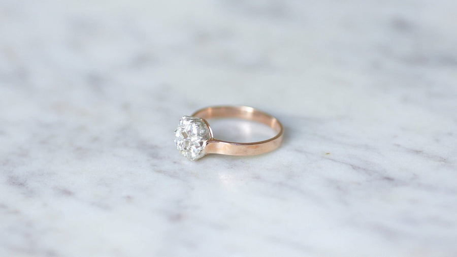 Daisy ring, diamonds on pink gold - Galerie Pénélope
