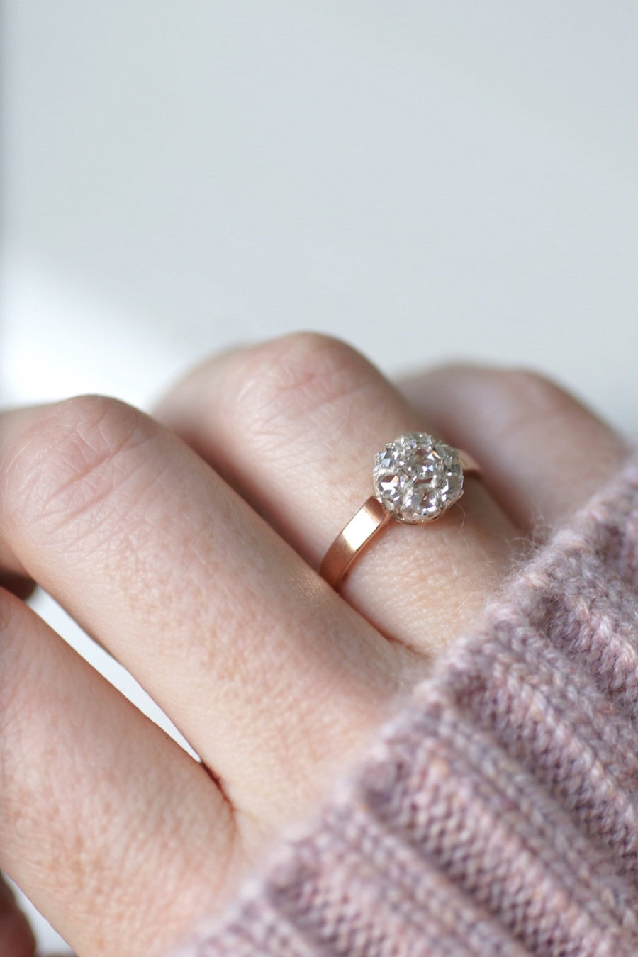 Daisy ring, diamonds on pink gold - Galerie Pénélope