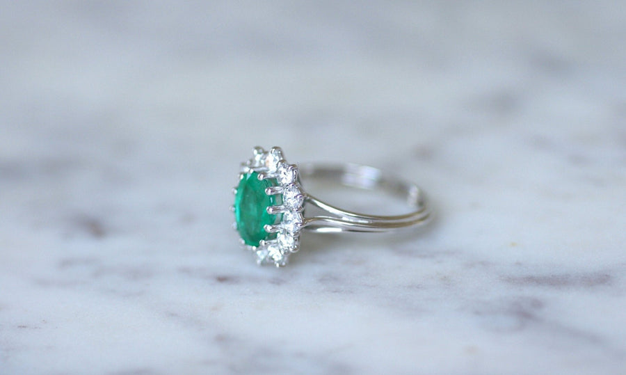 Emerald & diamond daisy ring - Penelope Gallery