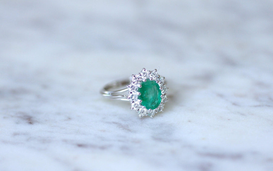 Emerald & diamond daisy ring - Penelope Gallery