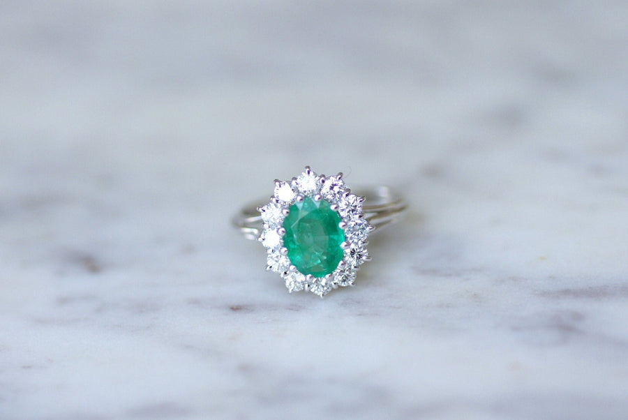 Emerald & diamond daisy ring - Penelope Gallery