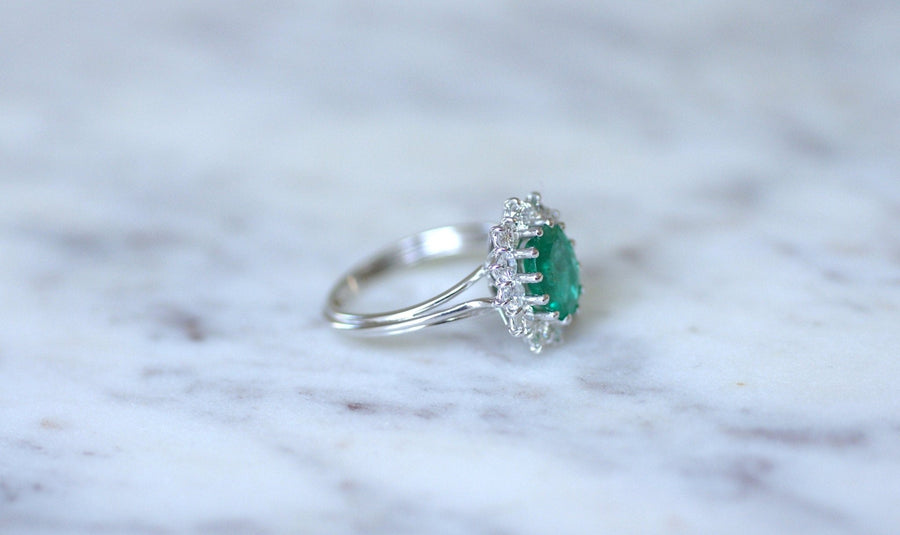 Emerald & diamond daisy ring - Penelope Gallery