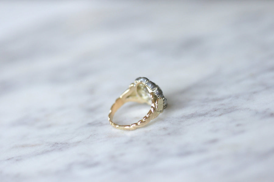 Gold, silver and diamond daisy ring - Galerie Pénélope