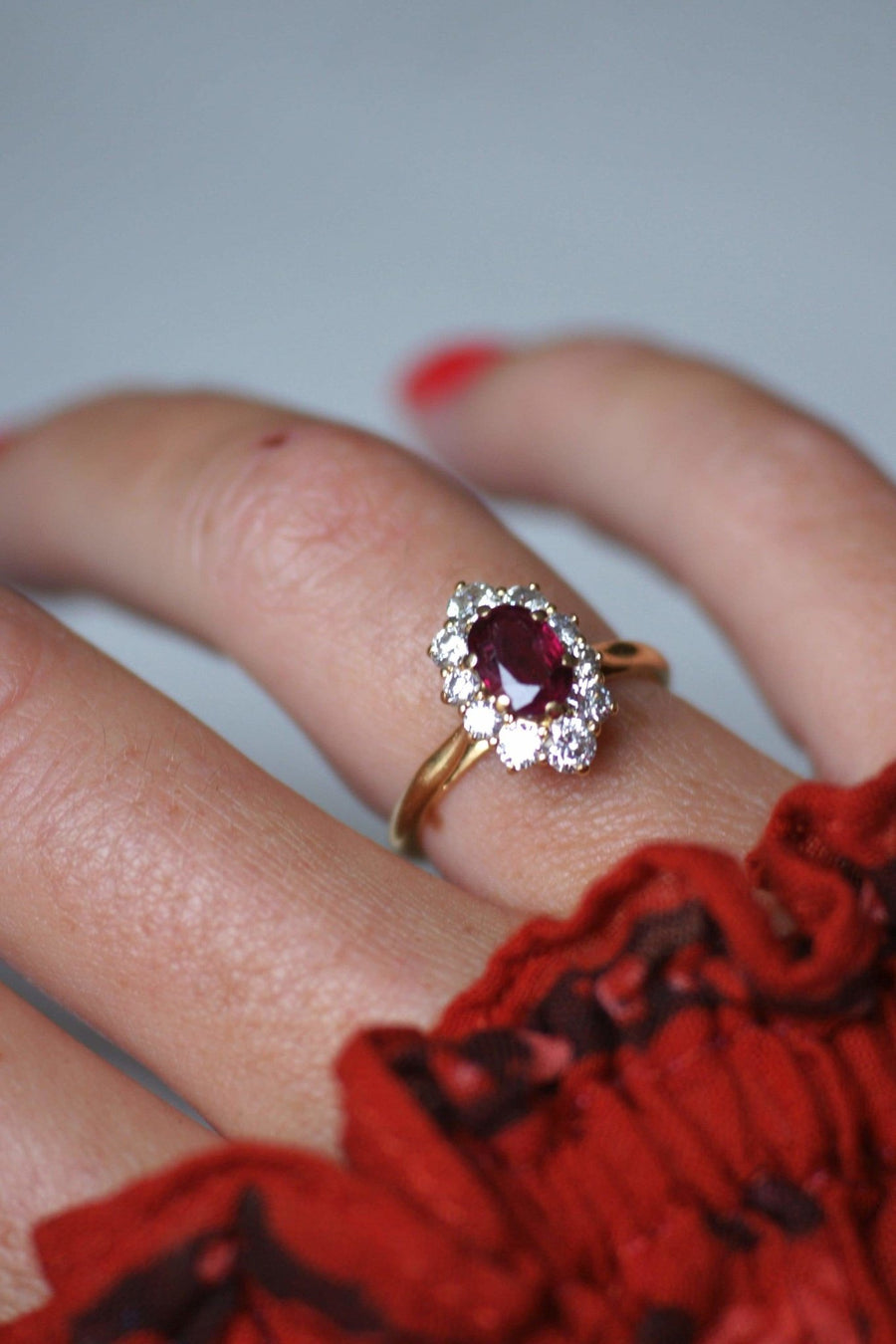 Ruby and diamond daisy ring - Penelope Gallery
