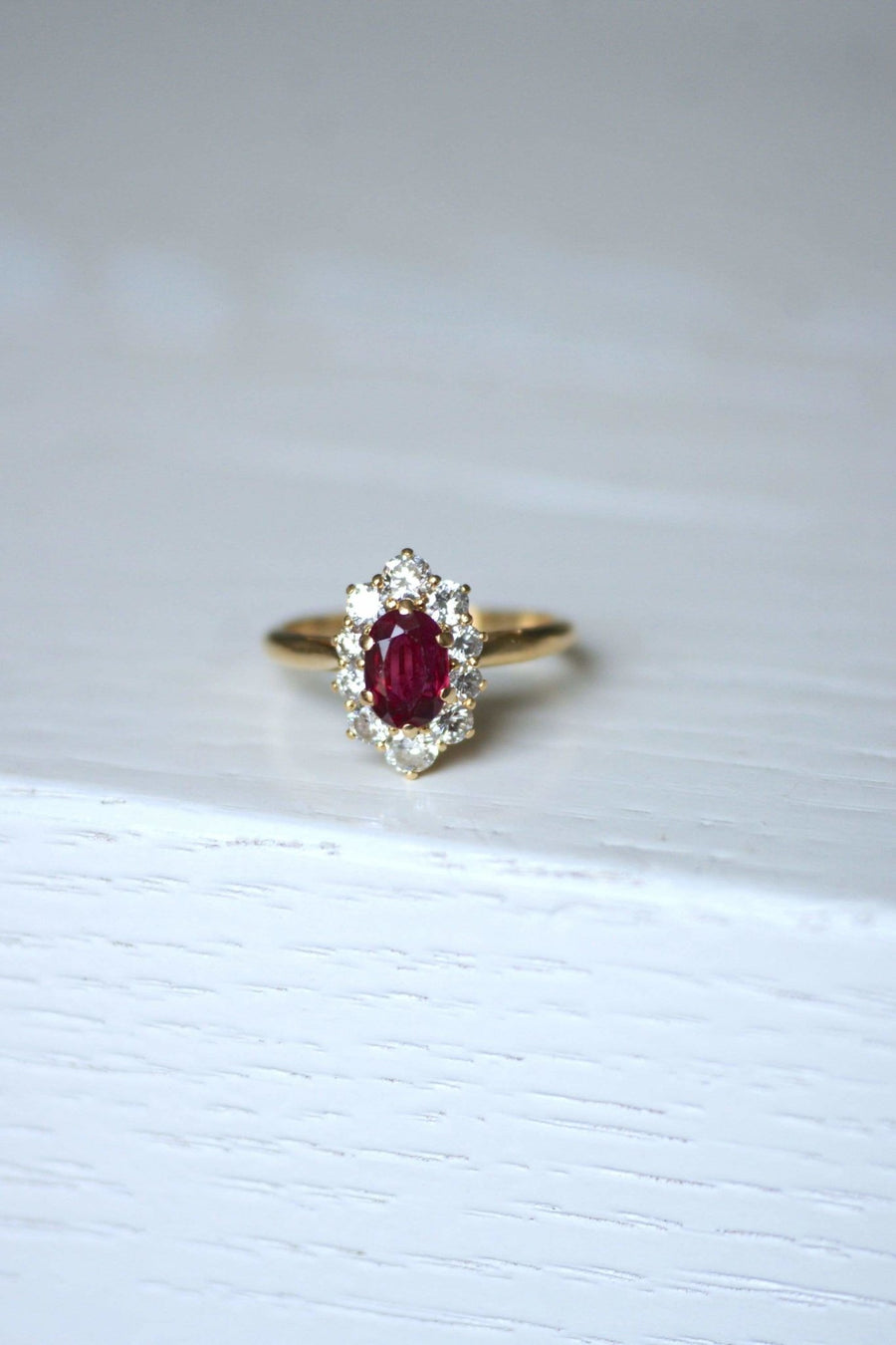 Ruby and diamond daisy ring - Penelope Gallery