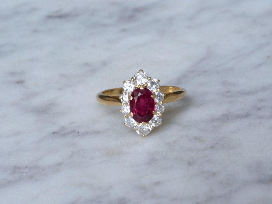 Ruby and diamond daisy ring - Penelope Gallery