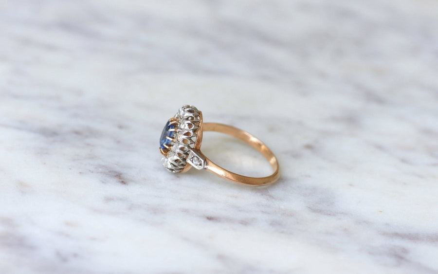 Sapphire daisy ring with diamonds - Penelope Gallery