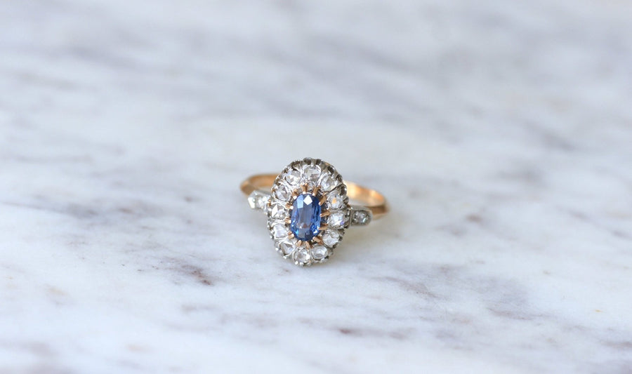 Sapphire daisy ring with diamonds - Penelope Gallery