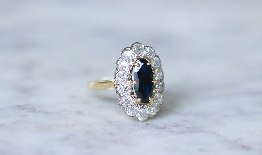 Sapphire daisy ring with diamonds - Penelope Gallery