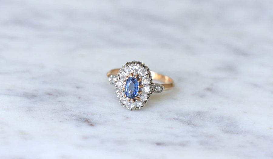 Sapphire daisy ring with diamonds - Penelope Gallery