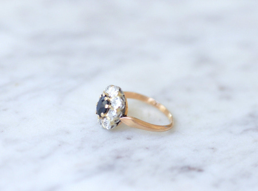 Sapphire daisy ring with diamonds - Penelope Gallery