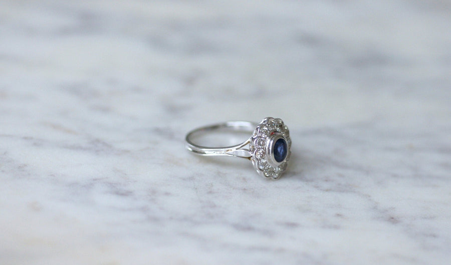 Sapphire daisy ring with diamonds - Penelope Gallery