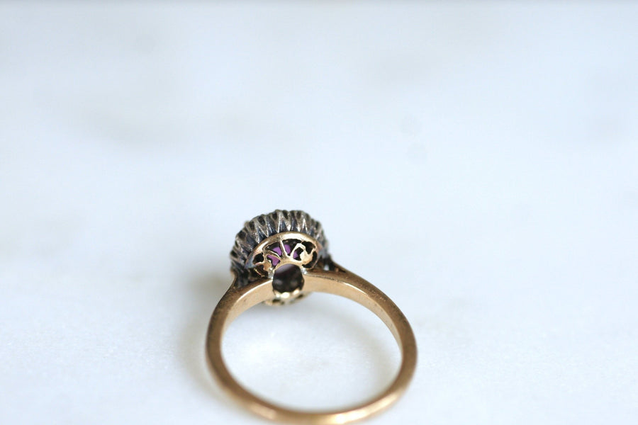 Pink sapphire and diamond daisy ring - Penelope Gallery