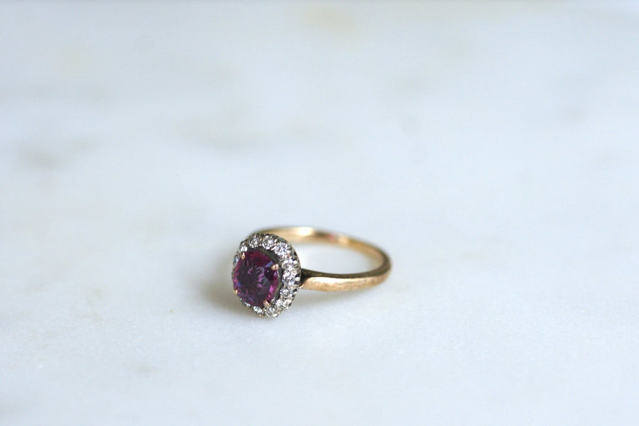 Pink sapphire and diamond daisy ring - Penelope Gallery