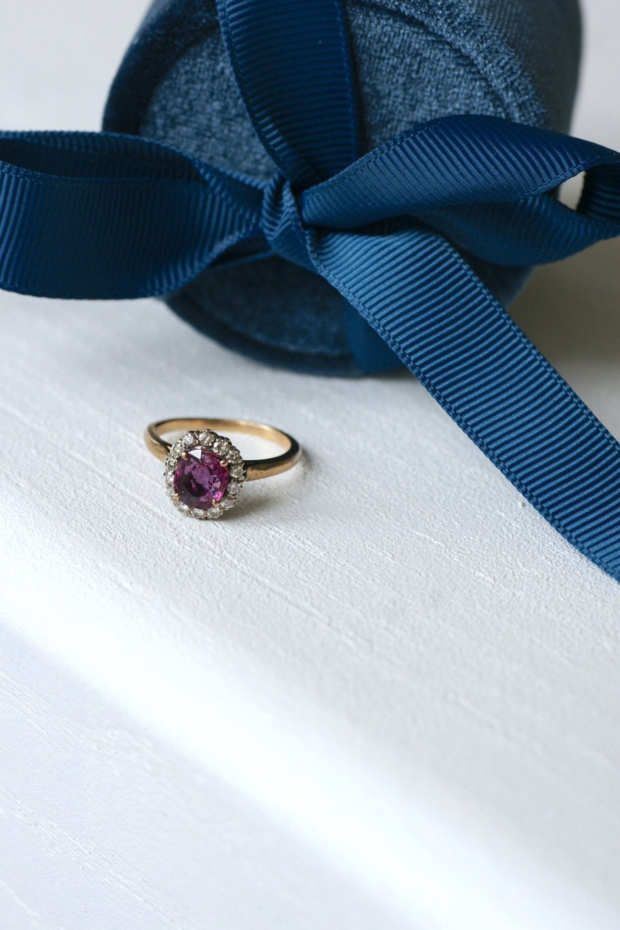 Pink sapphire and diamond daisy ring - Penelope Gallery