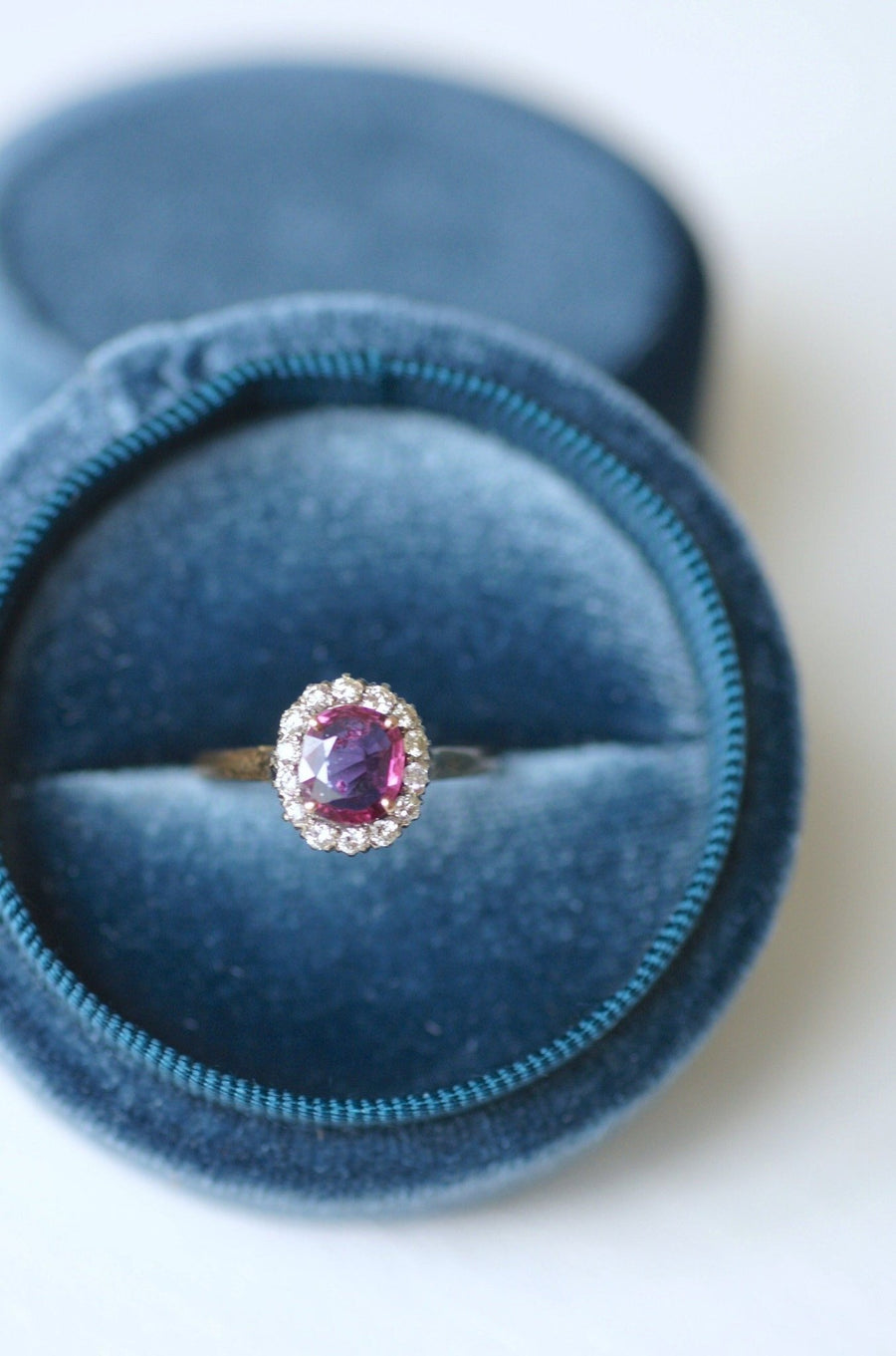 Pink sapphire and diamond daisy ring - Penelope Gallery