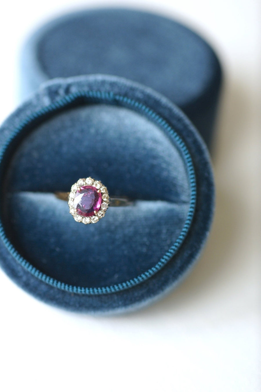 Pink sapphire and diamond daisy ring - Penelope Gallery