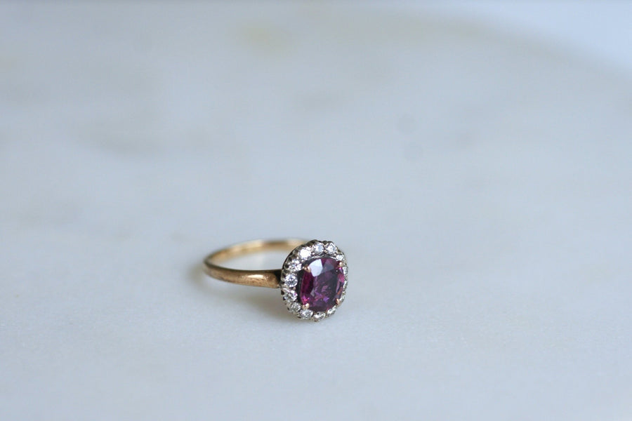 Pink sapphire and diamond daisy ring - Penelope Gallery