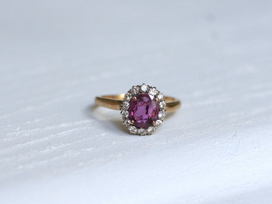 Pink sapphire and diamond daisy ring - Penelope Gallery