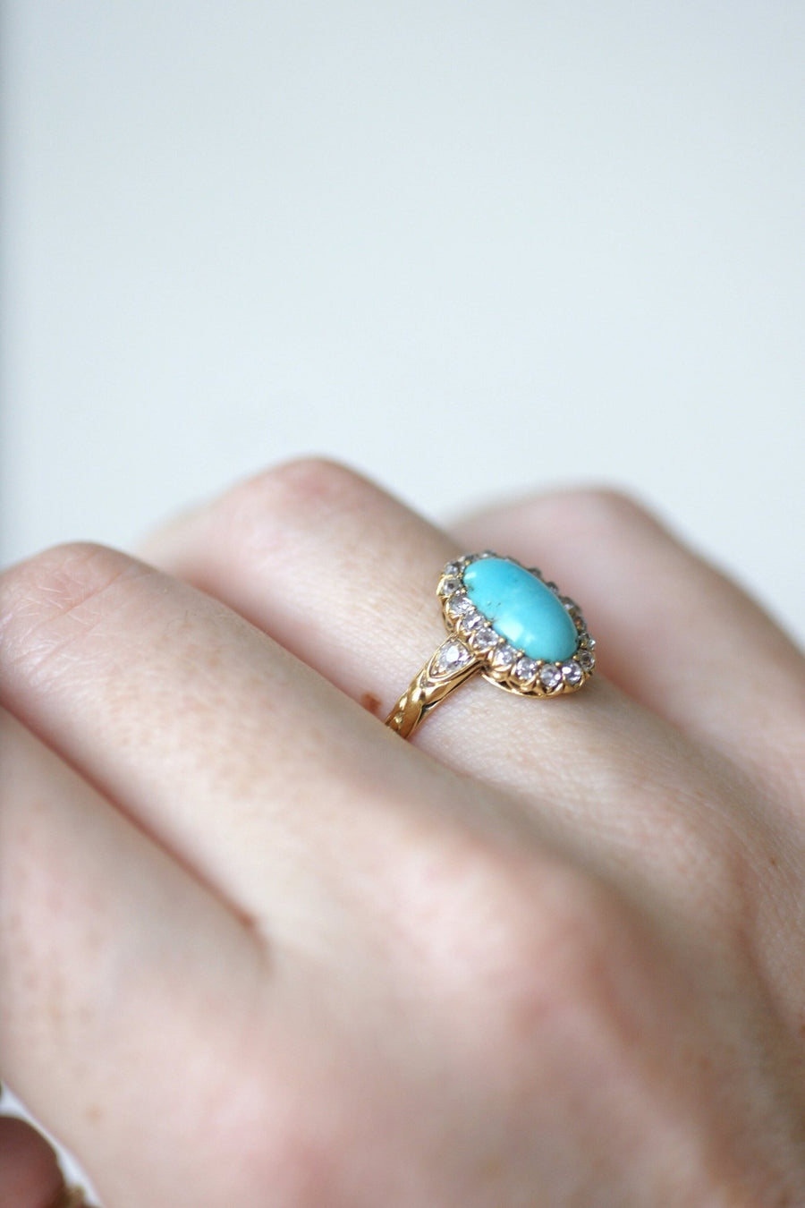 Turquoise diamond daisy ring - Penelope Gallery