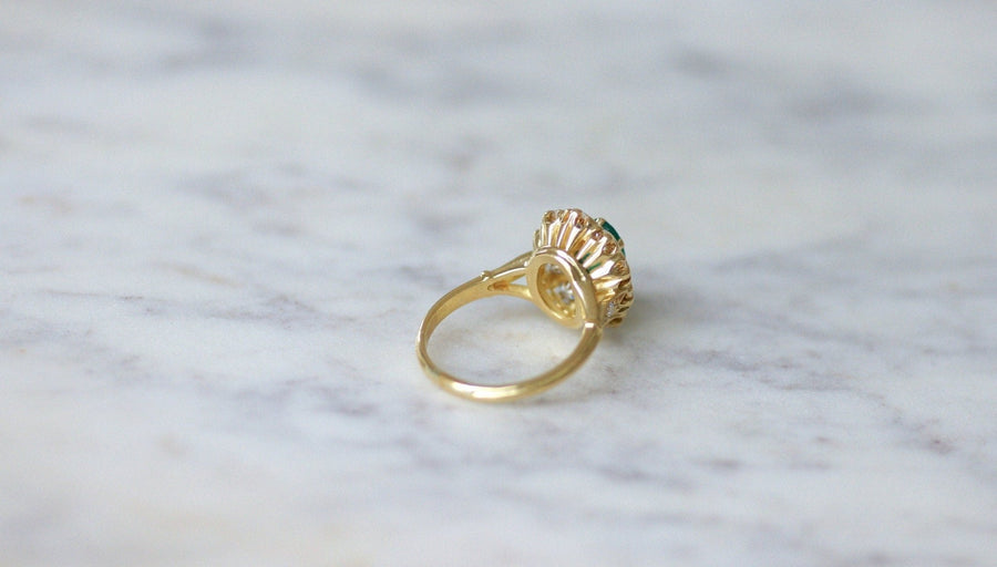 Vintage emerald and diamond daisy ring - Galerie Pénélope