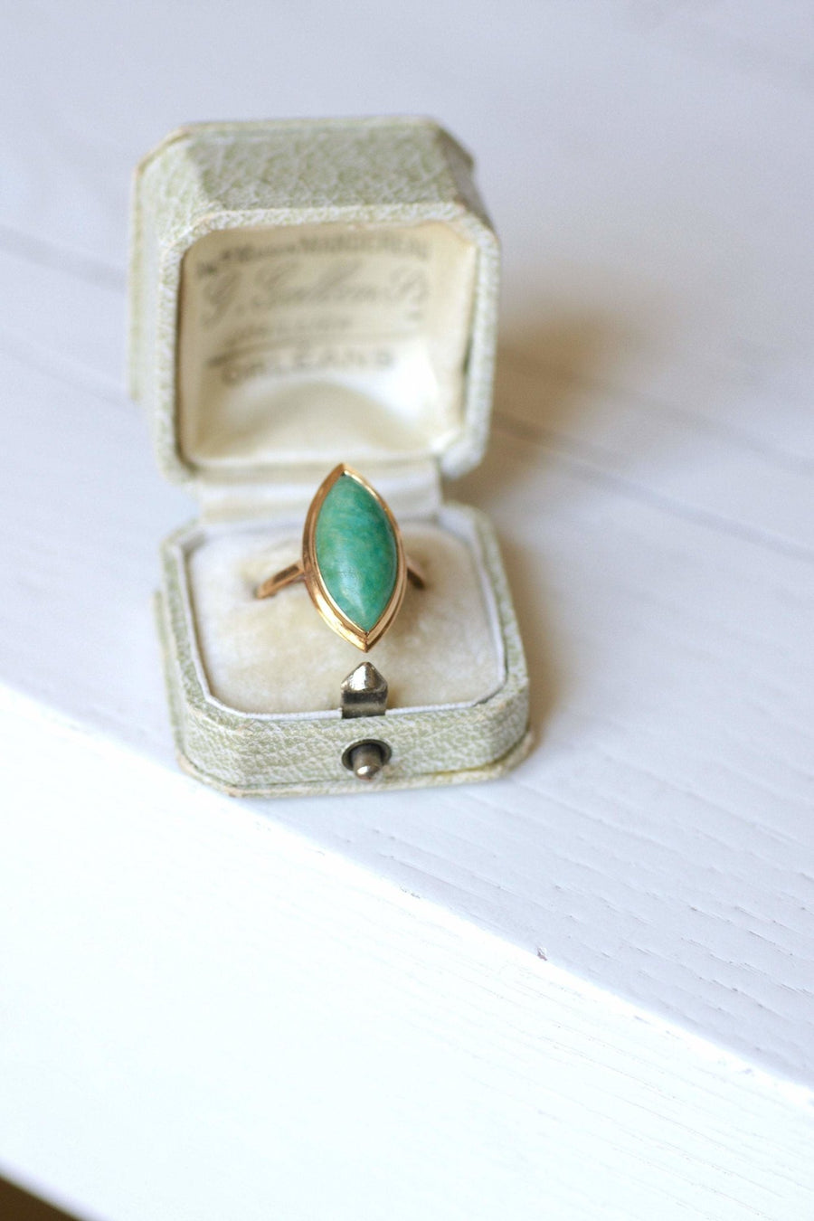 Marquise amazonite & rose gold ring - Penelope Gallery