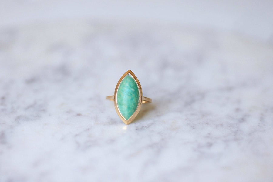 Marquise amazonite & rose gold ring - Penelope Gallery