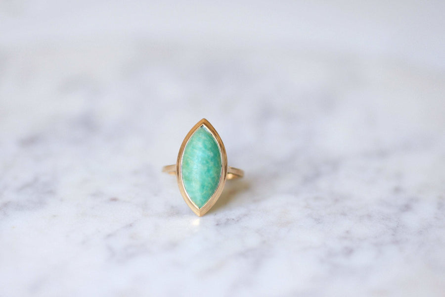 Marquise amazonite & rose gold ring - Penelope Gallery