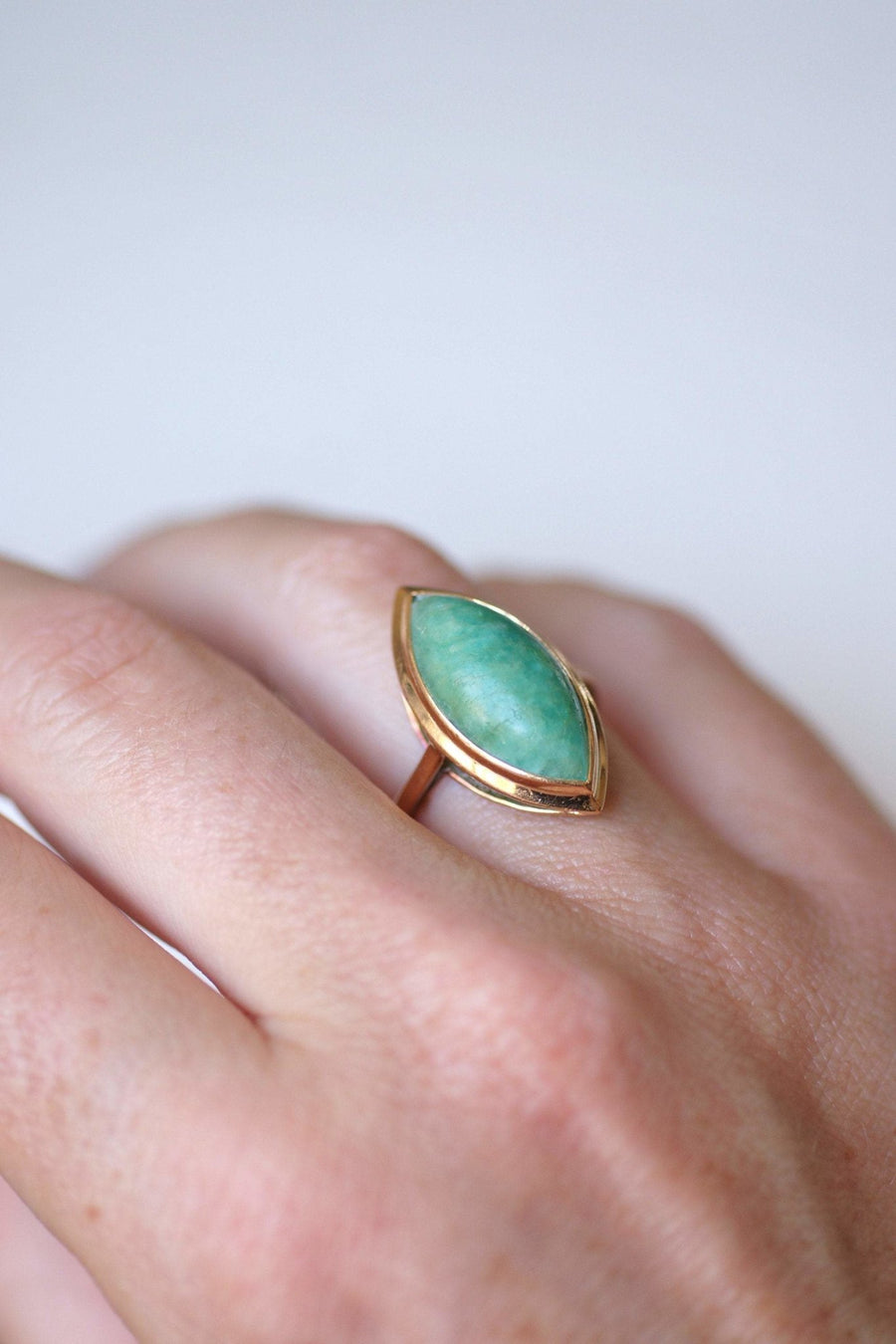 Marquise amazonite & rose gold ring - Penelope Gallery