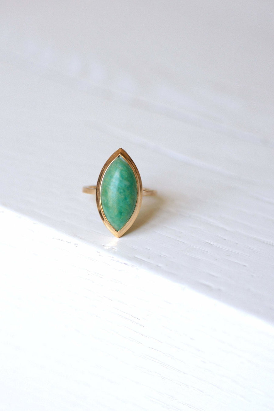 Marquise amazonite & rose gold ring - Penelope Gallery